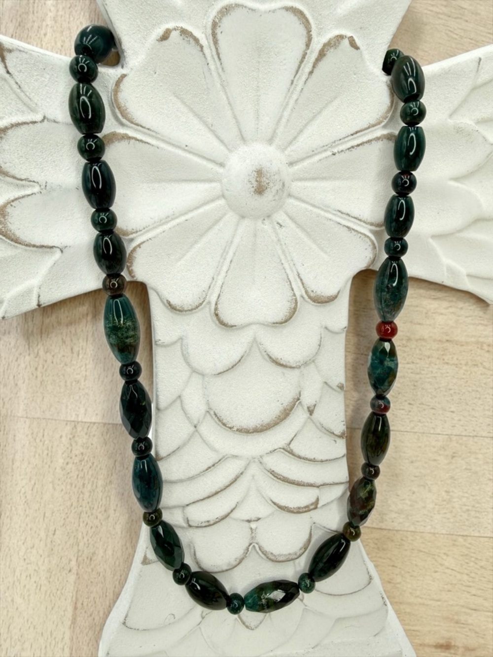 Jay King DTR Faceted Bloodstone Necklace 24” w Extender Sterling Silver 91g Rare